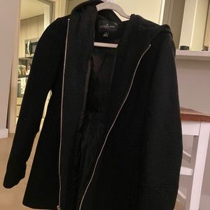 London Fog Hooded Black Peacoat